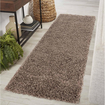 Oxford OXF00 Plain Plush Soft Stain-Resistant Textured Polypropylene Shaggy Dark Beige Runner-Desire Rugs-Rug Love - The Most Loved Rug Store